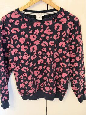 SCAMP & DUDE Navy Pink/Purple Leopard Pullover Sweatshirt